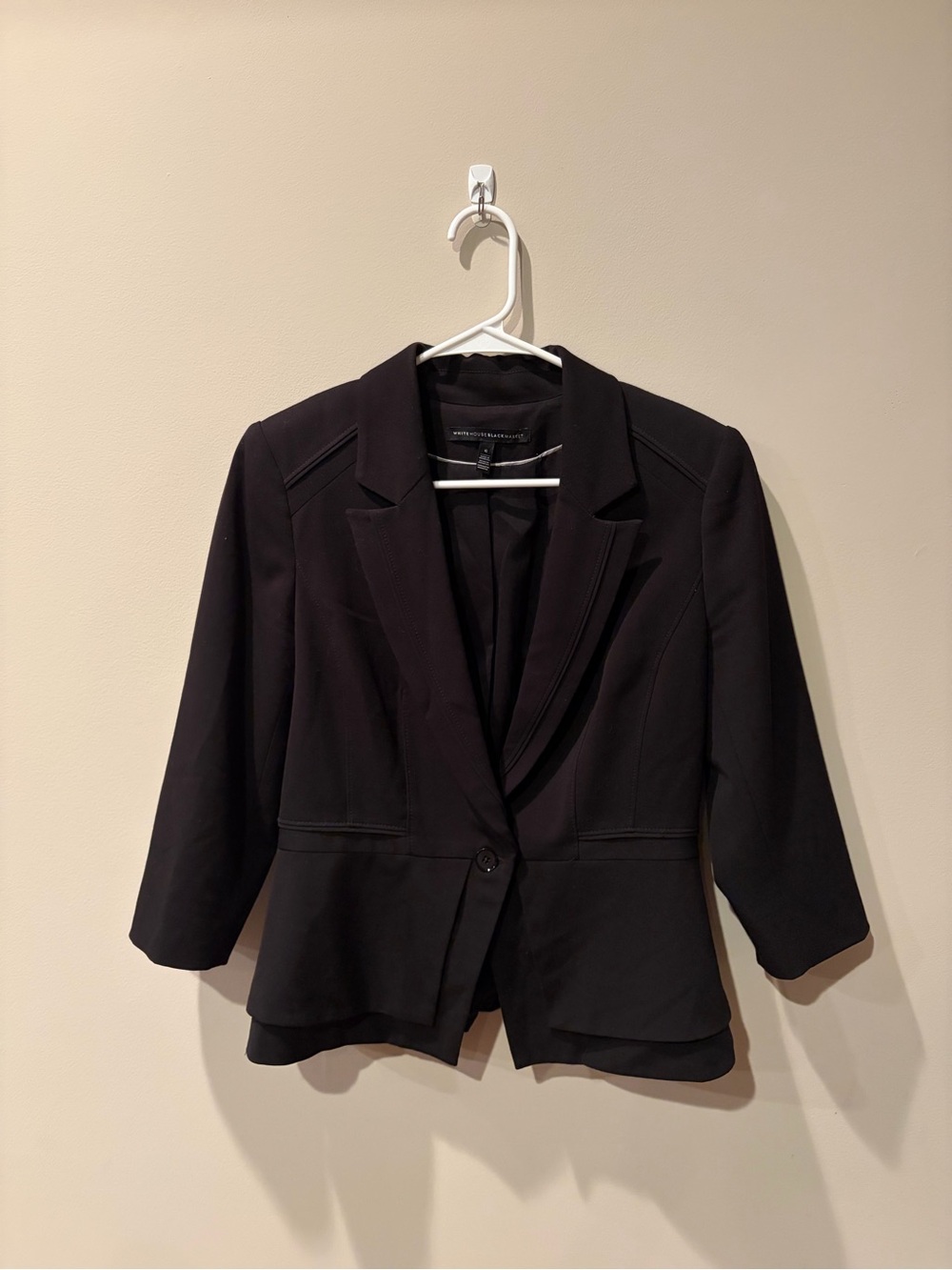 White House Black Market Black Peplum Single-Button Blazer